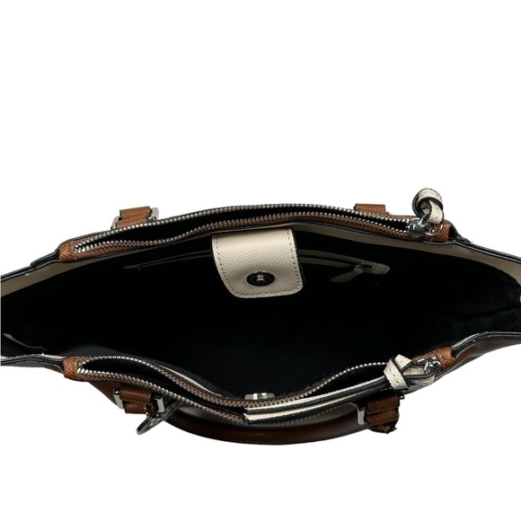 Mondani Rita Tote Satchel Brown Faux Saffiano Leather Handbag Purse - Picture 7 of 8